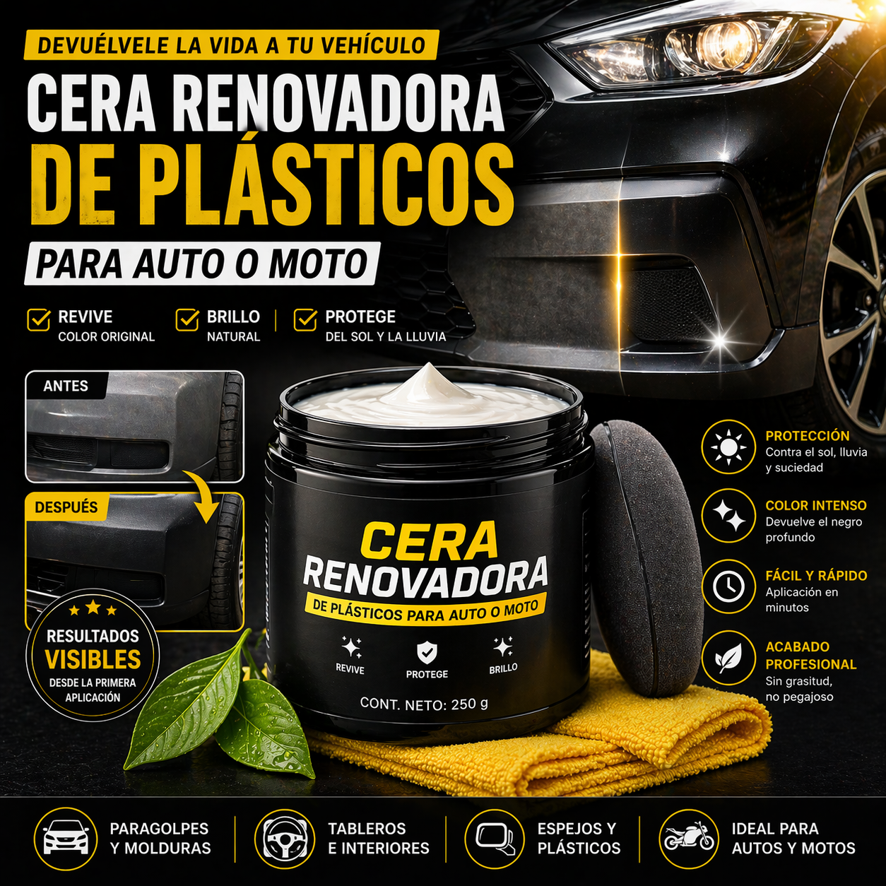 Cera Renovadora de Plásticos para Auto o Moto