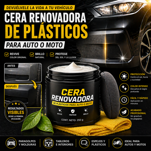 Cera Renovadora de Plásticos para Auto o Moto