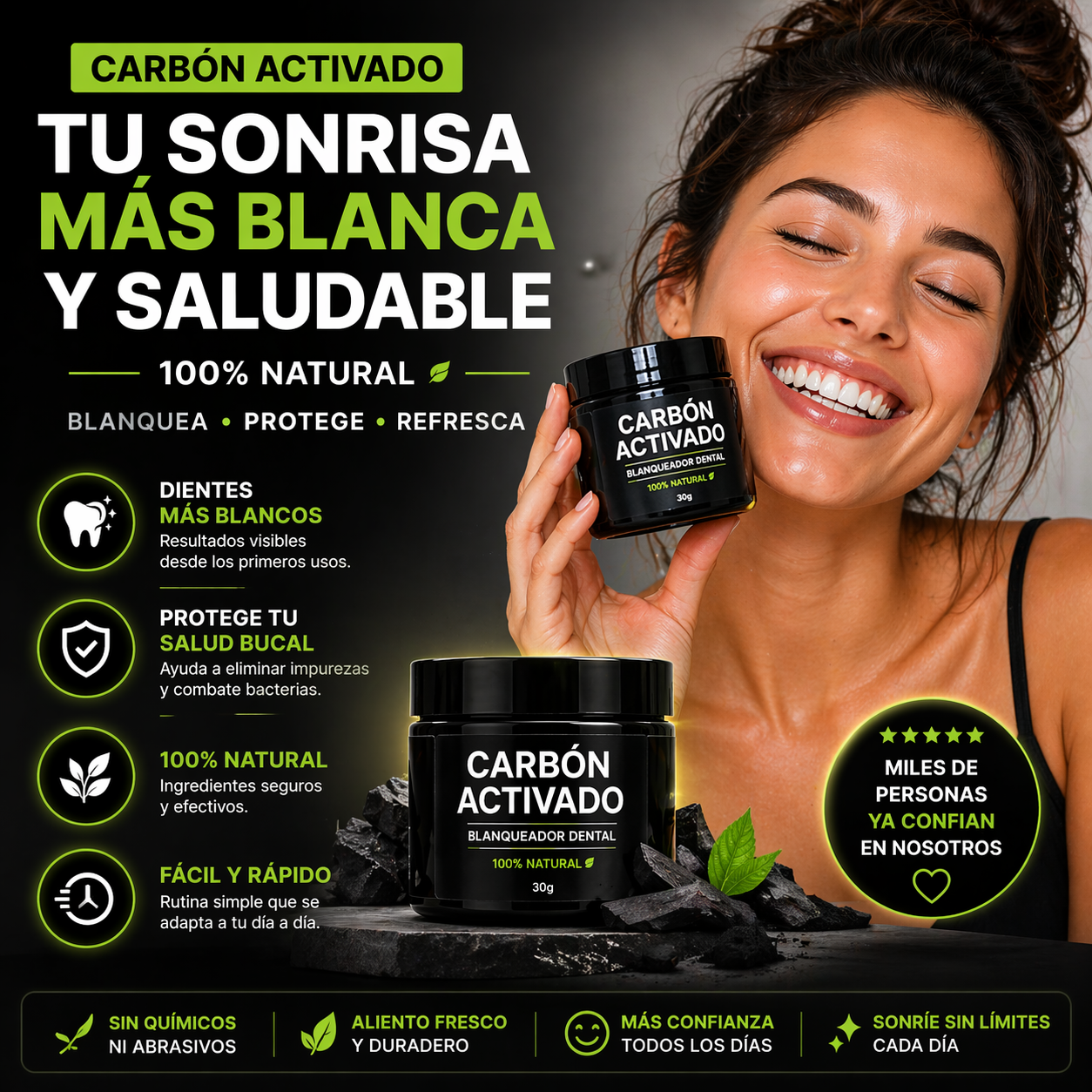 Carbón Activado Blanqueador Dental